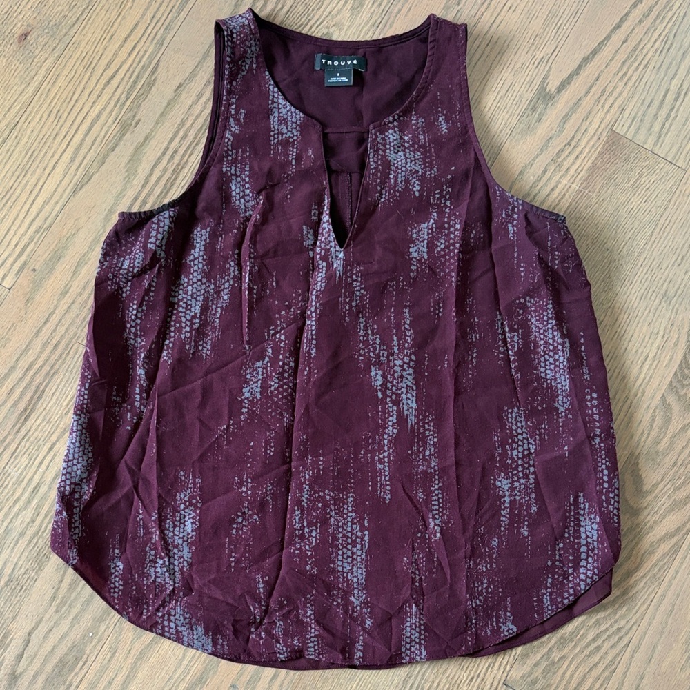 Trouve Plum & Grey Sleeveless Keyhole Tank